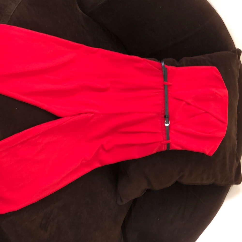 Red jumpsuit with belt, never worn